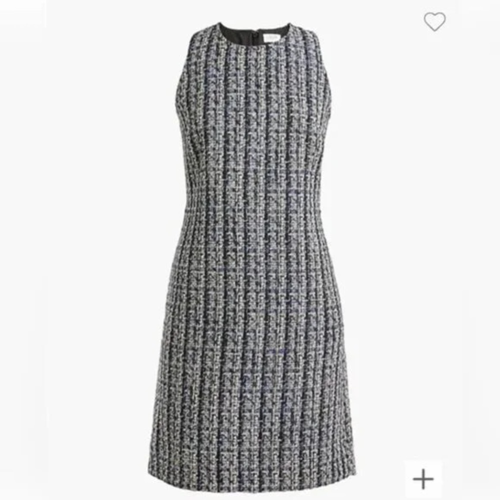 J. Crew Tweed Shift Dress NWOT Career Corpcore Look Size 2 Navy Black Gold - Picture 2 of 6